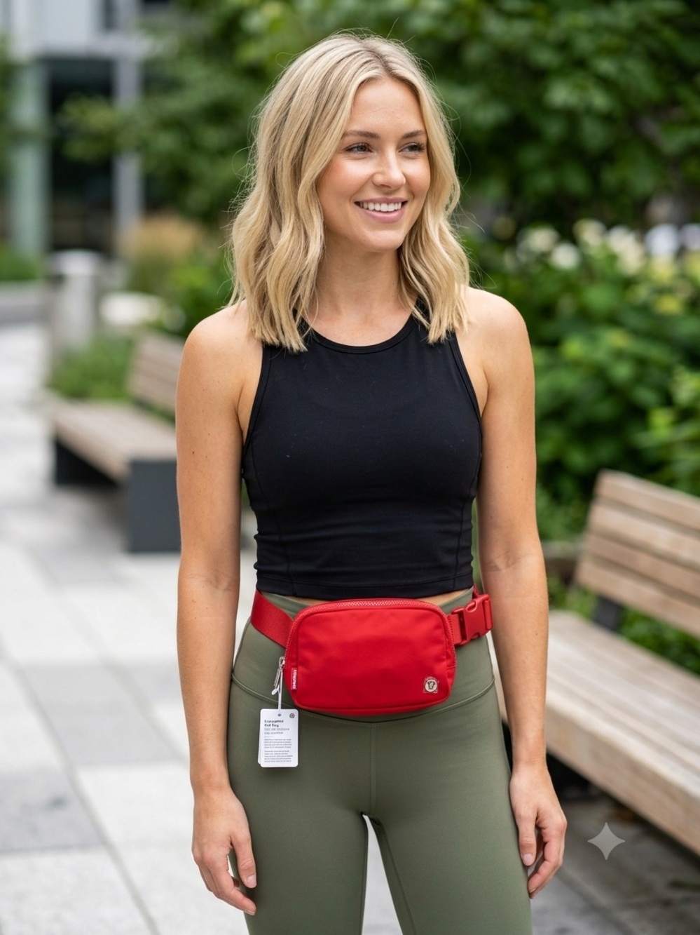 Lululemon 1 L red belt bag silver accents